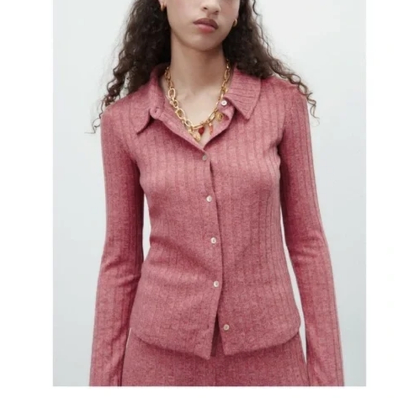 Zara Limited Edition Soft Rib Polo Shirt - Picture 1 of 7